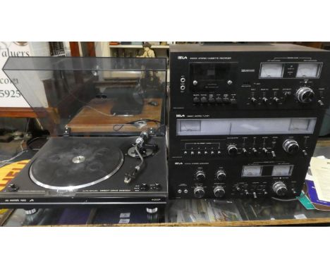 An HMV 4000 Stereo System to Include Direct Drive Turntable, Amplifier, Tuner, Cassette Recorder and Pair of Speakers 