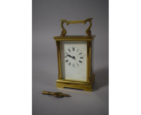 An Early 20th Century Brass Cased Carriage Clock with Bevelled Glass Having Roman Numeral Chapter Ring, Marked ACG to Rear Ba