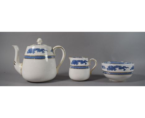 A Crown China Three Piece Blue and White Tea Service, Rd.no. 630163 and Retail Mark for Goode and Co. 