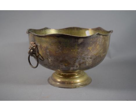 A Silver Plated Punch Bowl with Lion Mask Ring Carrying Handles, 27cm Diameters 