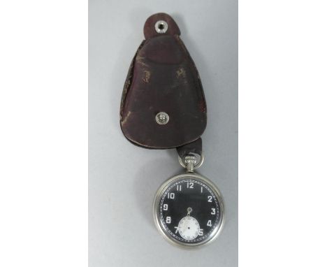 A British Military Open Face Pocket Watch by Bravingtons with Black Dial. Back Plate Inscribed GS/TP S 052604 and War Departm