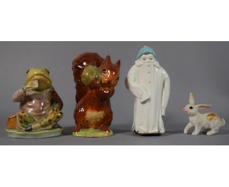 Two Beswick Potter Figures, A Royal Worcester Candle Snuffer "Toddie" and a White Rabbit Cake Decoration 