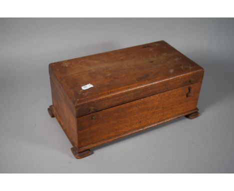 A Late 19th Century Mahogany Work Box, Missing Inner Tray, Bracket Feet, 34.5cm Wide 