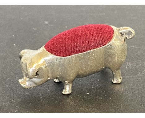 Silver pig pin cushion 