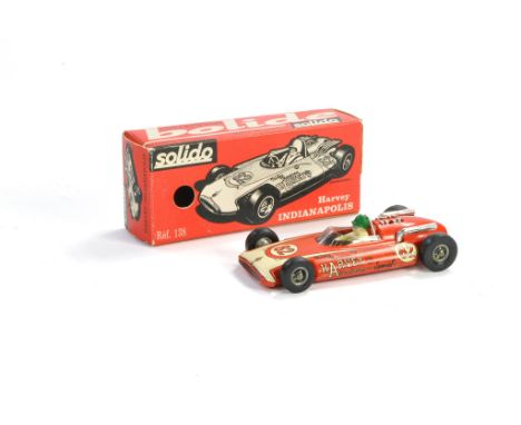 Solido No. 138 Harvey Indianapolis Racing Car. Red with decal print. Generally excellent, little sign of wear in excellent or