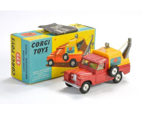 Corgi No. 477 Land Rover Breakdown Truck. Red with lemon interior, yellow plastic back. Generally excellent with very little 