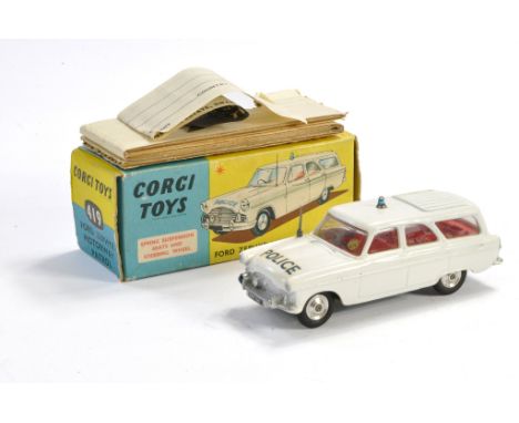 Corgi No. 419 Ford Zephyr Motorway Patrol. White with red interior, aerial / siren complete. Generally excellent with very li
