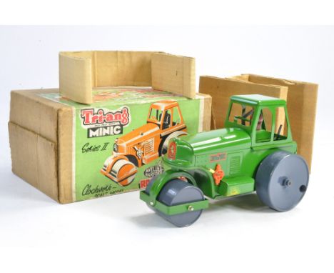 Triang Minic Series II Mechanical Clockwork issue comprising Aveling Barford road roller in green. Example is generally very 