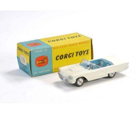 Corgi No. 215 Open Sports Ford Thunderbird. White with blue/silver interior, spun hubs. Excellent with no obvious sign of wea