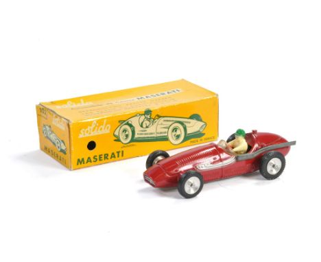 Solido No. 102 Maserati Racing Car. Deep Red. Generally excellent, little sign of wear in good to very good original box. 