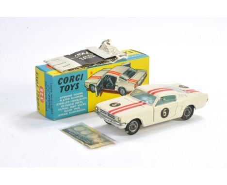 Corgi No. 325 Ford Mustang Fastback 2+2 Competition Model. Matt Off-White with light blue interior Generally excellent, some 