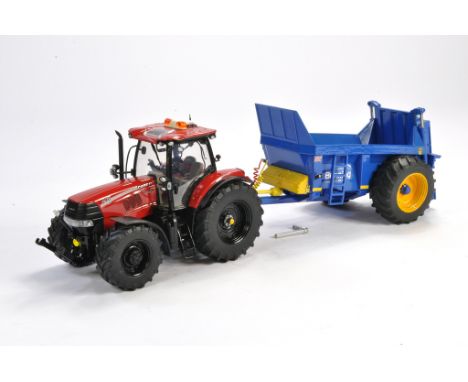 Custom Farm Models comprising scratch built 1/32 Bunnings Lowlander Manure Spreader with Universal Hobbies Case IH Puma 240 T