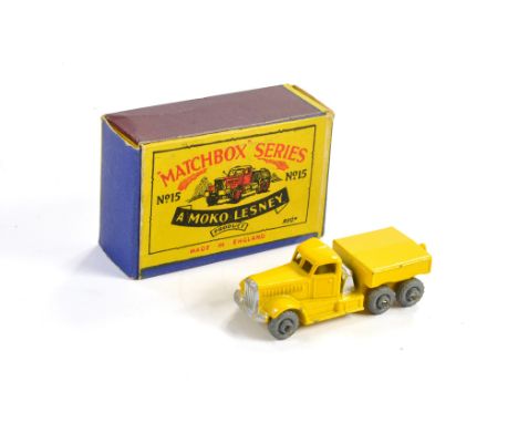 Matchbox Regular Wheels no. 15a Diamond T Prime Mover. Yellow with silver trim. Generally very good to excellent with only th