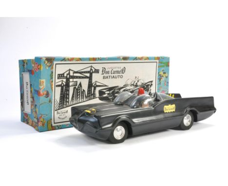 Don Carmelo (Argentina) 1970's very large! scale plastic (1/10 scale) issue of Batman's Batmobile. Toy is finished in black w