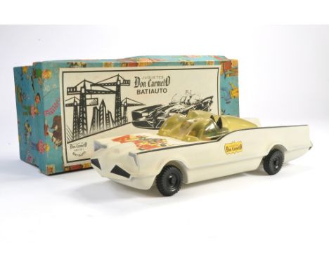 Don Carmelo (Argentina) 1970's very large! scale plastic (1/10 scale) issue of Batman's Batmobile. Toy is finished in white w