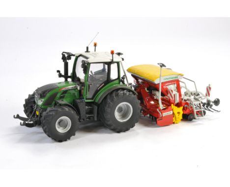 Farm Models comprising 1/32 custom UH Fendt 516 Tractor on flotation tyres with ROS Pottinger Drill. Tractor tyres are very f