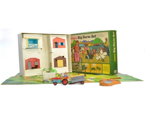 Timpo Toys No. 160 Big Farm Set comprising various farm accessories and figures plus tractor and trailer as shown. In additio