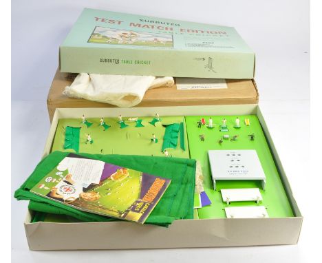 Subbuteo Test Match Table Cricket Set. Comprising what appears to be played-with contents (mostly there but unchecked for exa