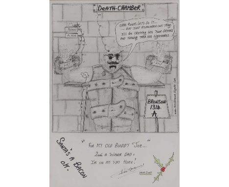 ▴ Charles Bronson (b.1952)'Death-Chamber'signed and dated 'Charles Bronson/XMAS 2.005' l.r., inscribed 'For my Old Buddy Joe.
