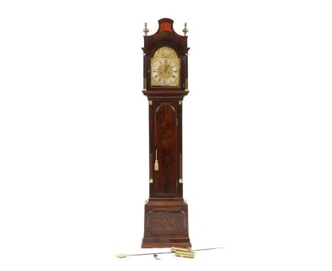 A mahogany eight-day longcase clock,the arched brass dial signed Thomas Wilkins, Leicester, with silvered Roman and Arabic ch