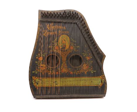 A Victorian Zither Harp 5 Chord,made by the Victoria Zither Company, of 17 Colveston Cres, London patented 1894,49 x 41.5cmCo