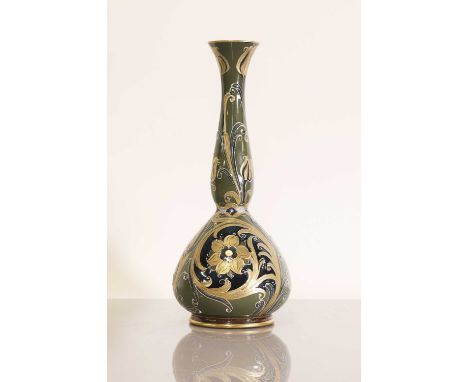 A James Macintyre &amp; Co. pottery Florian Ware vase,early 20th century, designed by William Moorcroft, of globe and shaft f