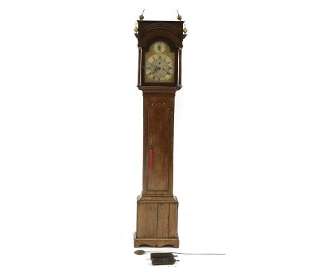 An eight-day longcase clock,the arched brass dial signed Carter Bishops Stortford, with a silvered silent/strike dial, Roman 