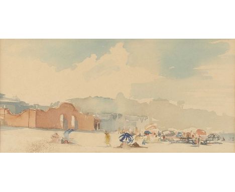 David Levine (American, 1926-2009)'Westport Beach Scene, Connecticut'signed 'D. Levine' l.l., inscribed with title on artist'