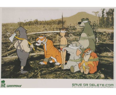 ▴ Banksy (b.1974)'Save or Delete' offset lithograph in colours, 2002, commissioned by Greenpeace, accompanied by eight sticke