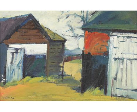 ▴ Paul Millichip (1929-2018)'Farm Buildings, Addington'signed 'Millichip' l.l., inscribed with title and dated '1978' on a la