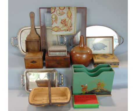 A collection of antique and later boxes to include a marquetry and rosewood tea caddy, a Vizagapatam box; together with a sto