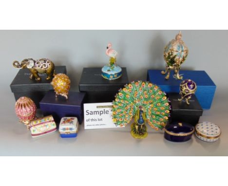 A large collection of various collectable trinkets to include porcelain and enamel boxes and others
