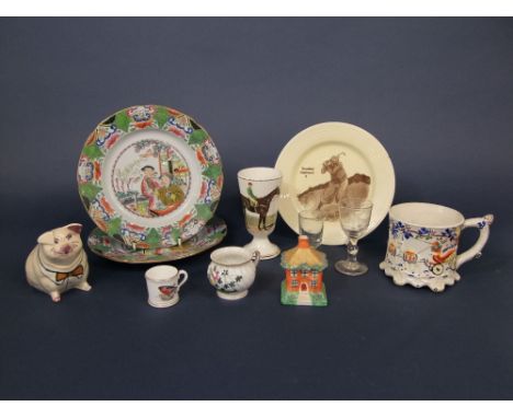 A pair of Mason's Ashworth's Ironstone plates with printed and infilled chinoiserie decoration, a Royal Worcester mug with pa