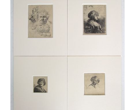 After Rembrandt Van Rijn (Dutch 1606-1669) - Collection of 10 monochrome etchings of subjects including self portrait, Saskia