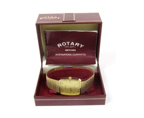 Vintage gent's Rotary 380 m quartz wristwatch, the gilt dial with baton markers and date aperture, with box and papers