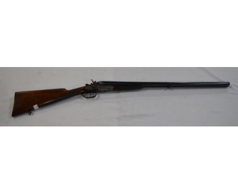 Belgium 16B double barrelled side by side hammer shotgun, barrel L27", overall L43.5", length of pull 14.5", serial no. 27670