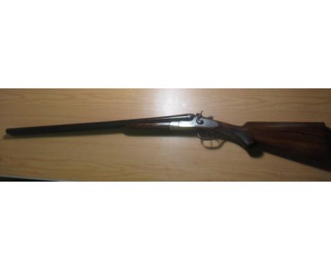 Breda 12 bore, side by side double trigger hammer gun, with 27 1/2 inch barrels, 40 1/4 inch pistol grip stock, length of bar
