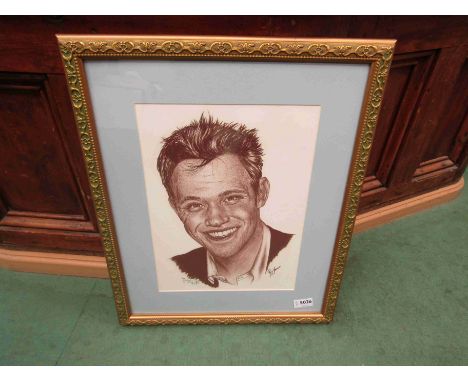 RAY JONES: A framed and glazed pastel portrait of Will Young, signed by the artist