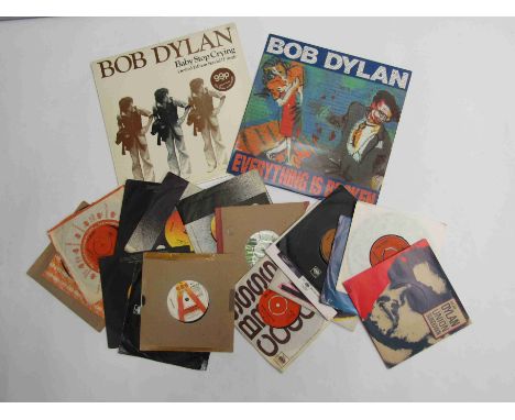 BOB DYLAN: Two 12" singles to include'Everything Is Broken' and 'Baby Stop Crying' (media and sleeves VG+) together with nine