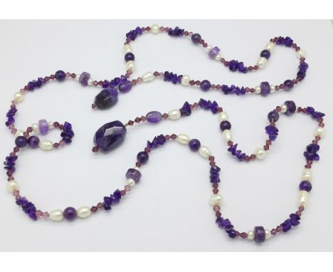 An amethyst and pearl necklace