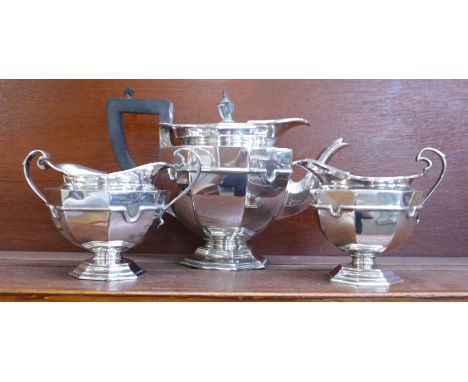 A three piece plated tea service, by Mappin &amp; Webb
