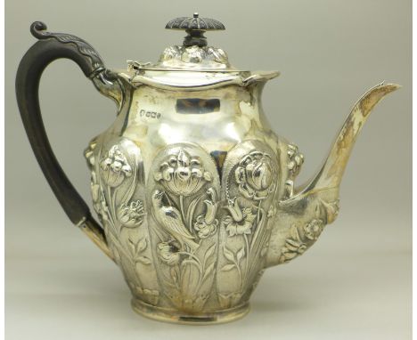A silver Art Nouveau teapot, Sheffield 1902, J&amp;J Maxfield Ltd., 581g