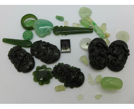 Assorted jade, etc., some a/f