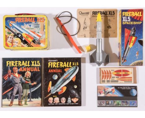 Fireball XL5 Spaceship (1962) by Quercetti complete with XL5 Spaceship, decals, launching mechanism, spare nose-cone, parachu