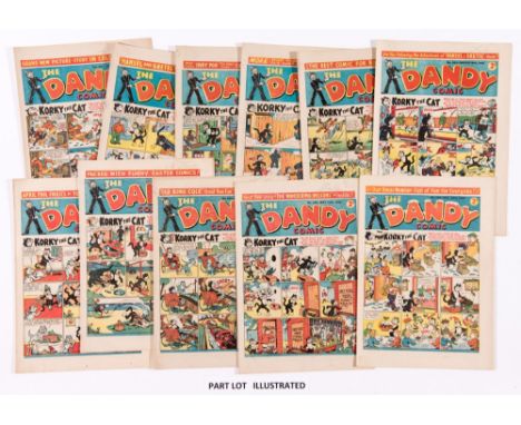 Dandy (1944) 257-282. Complete year issued fortnightly. First Black Bob by Allan Morley, The Amazing Mr X (The Mysterious Sup