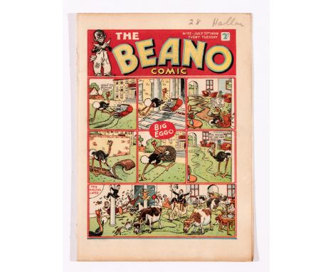 Beano No 52 (1939). With ad for Magic Comic No 1. Bright, fresh covers, cream pages [vfn-]