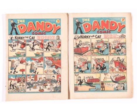 Dandy 111, 117 (1940). Propaganda war issues with Addie and Hermy The Nasty Nazis. Bright covers, cream/light tan pages [vg] 