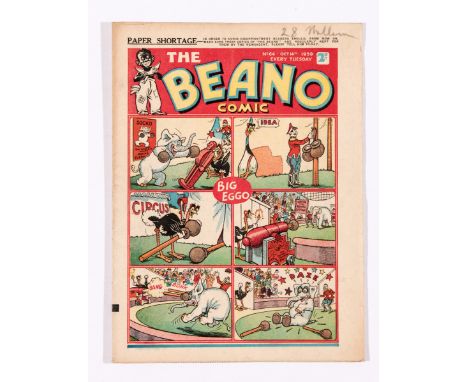 Beano No 64 (1939). First wartime 'Paper Shortage' cover announcement. Bright fresh covers, cream pages [vfn]