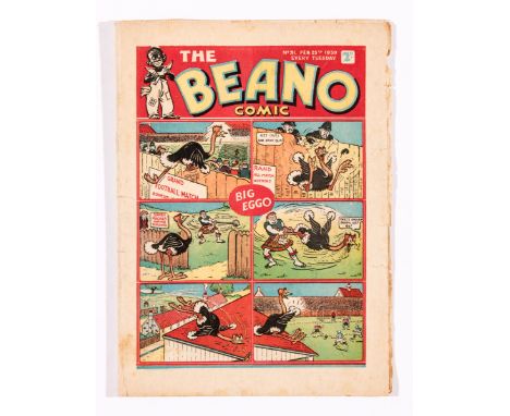 Beano No 31 (1939). Bright covers with some margin/overhang tears and some light foxing [vg]