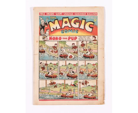 Magic Comic No 2 (1939). Koko The Pup by E H Banger, Peter Piper by Dudley Watkins, The Tickler Twins colour centre-spread an